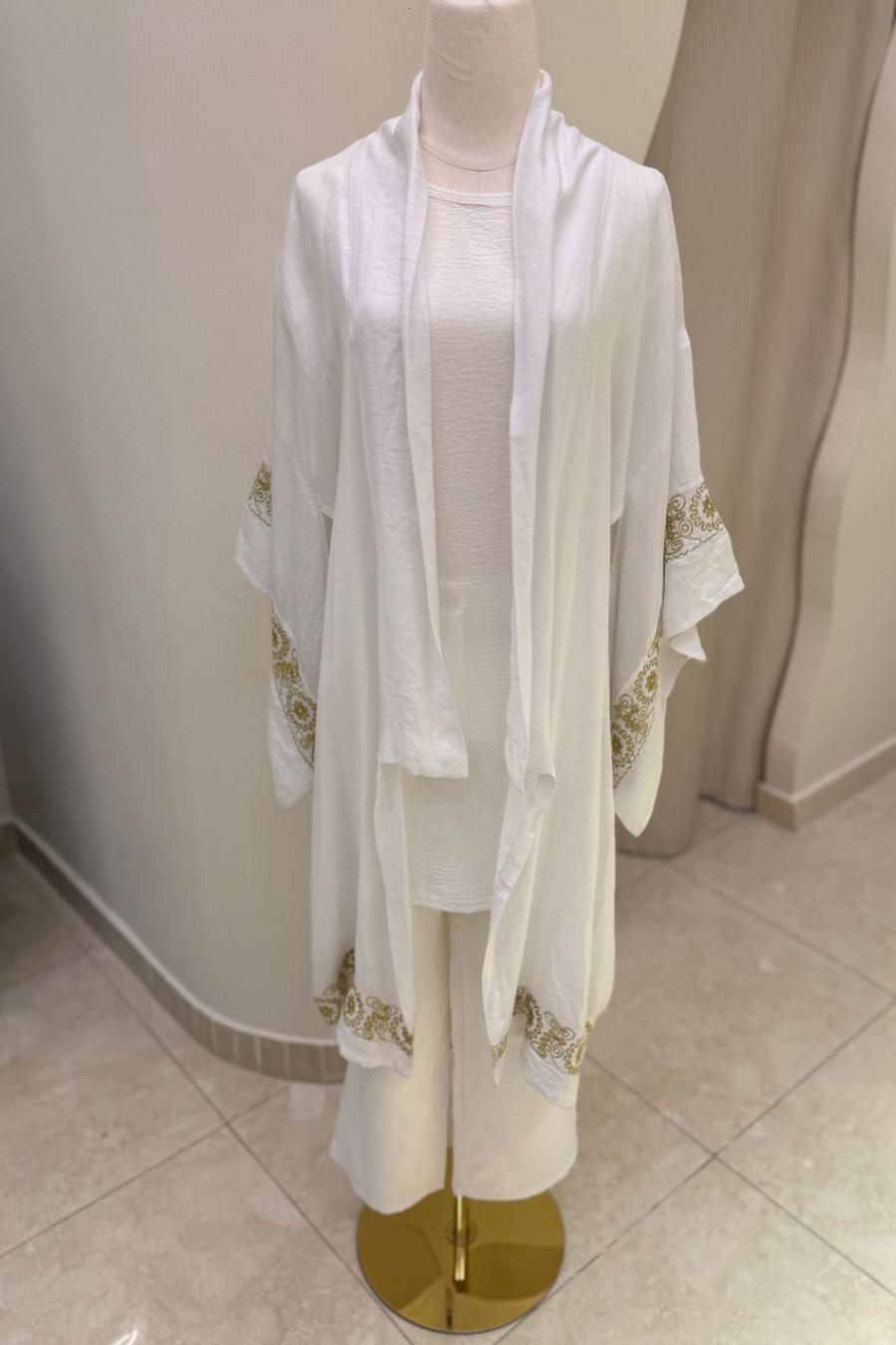 Embroidered Linen Cardigan