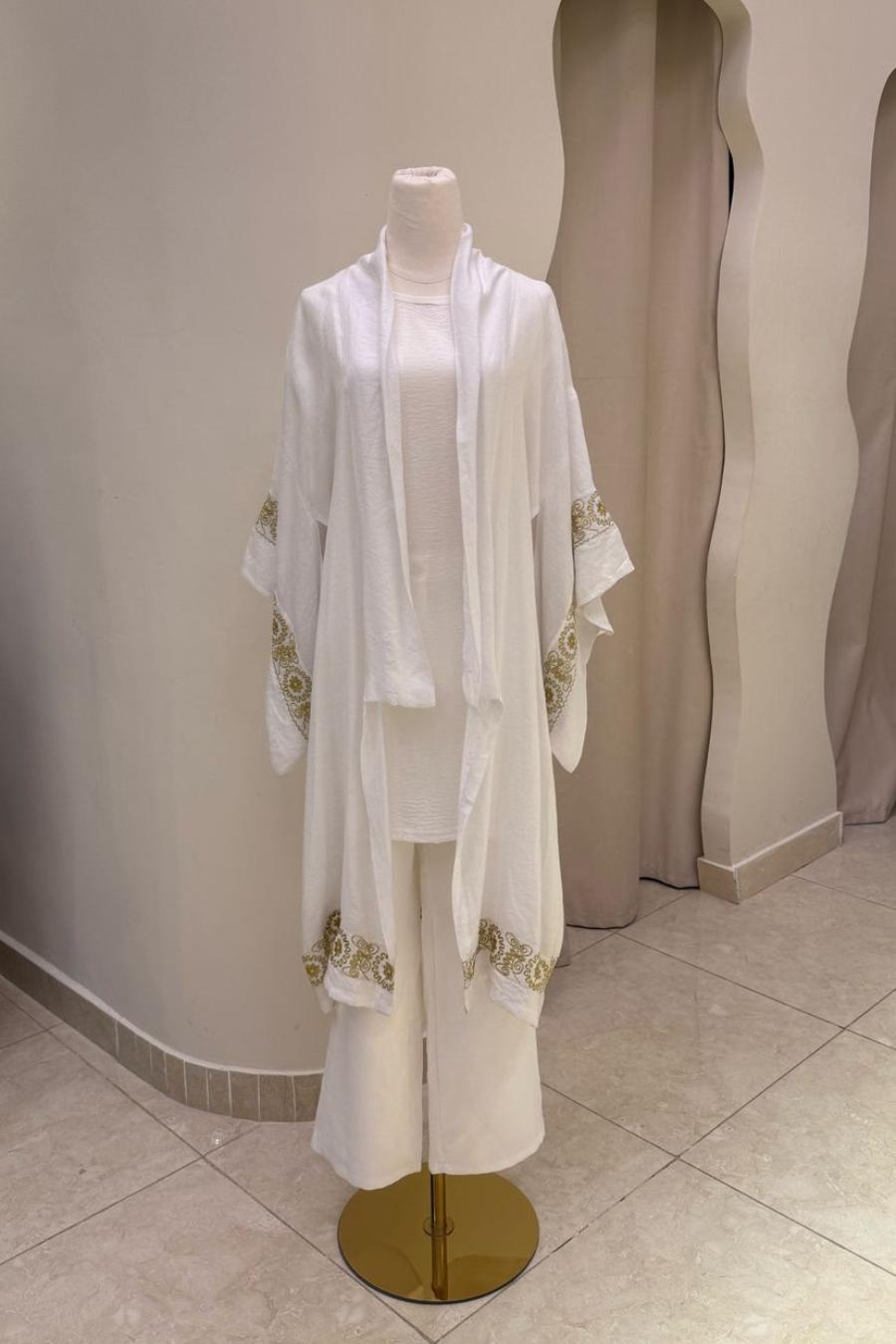 Embroidered Linen Cardigan