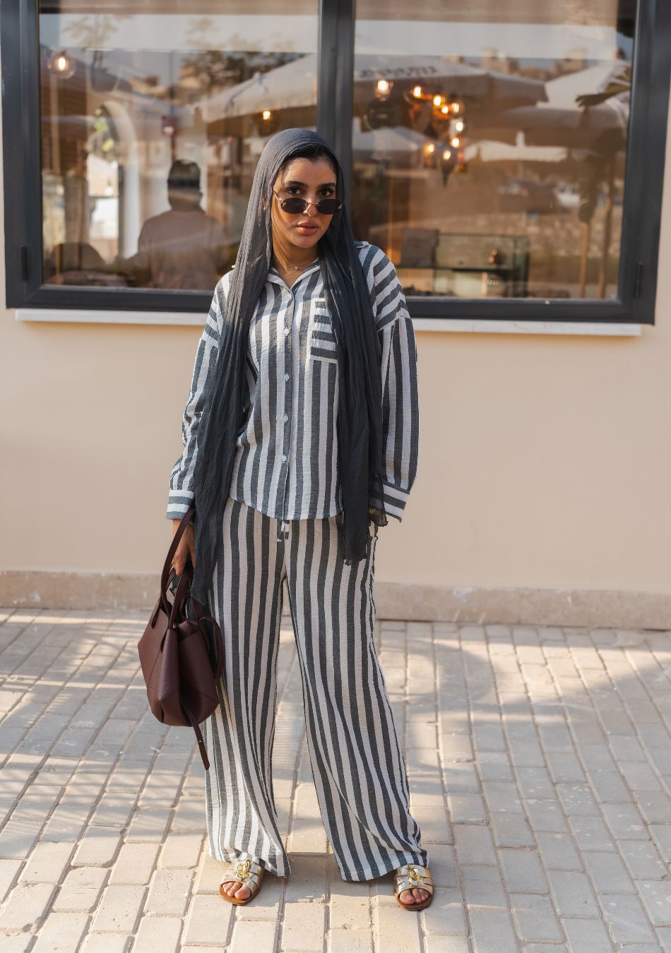 Striped Lounge Set Blouse