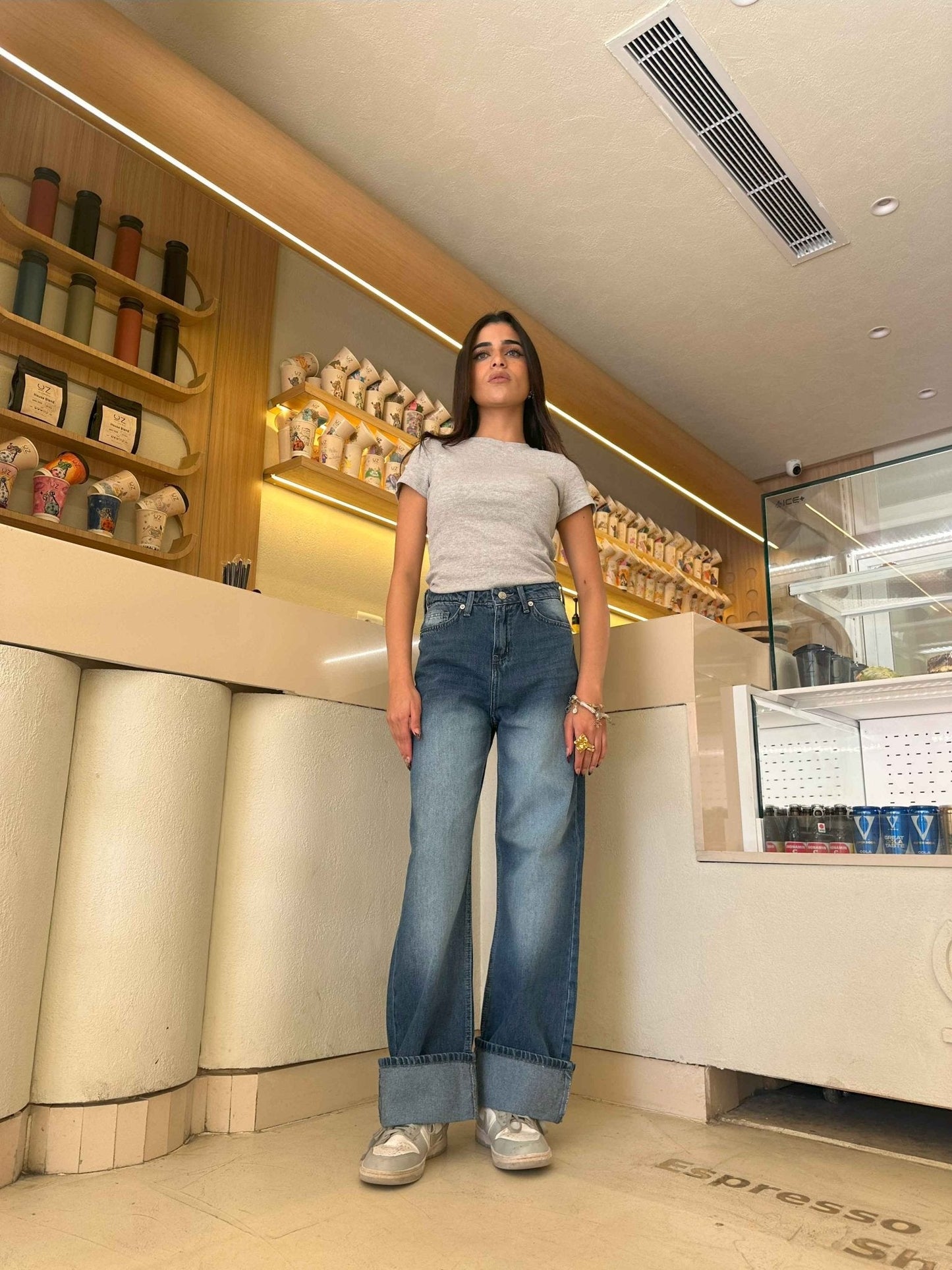 The Uptown Wide Leg - Navy Blue Cuffed Jeans.