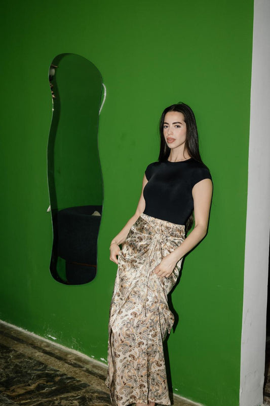 Printed Satin Skirt