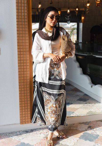 The Printed Satin Skirt