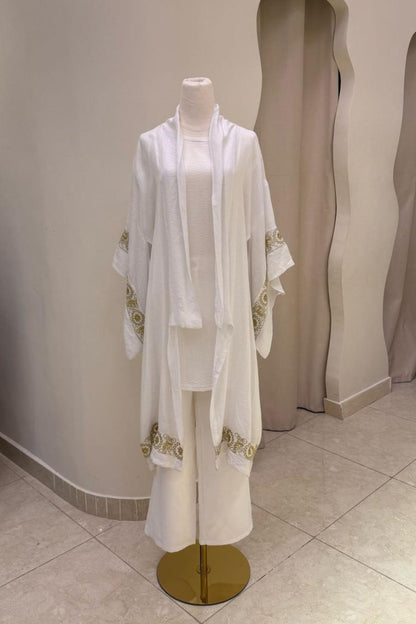 Embroidered  Linen Cardigan