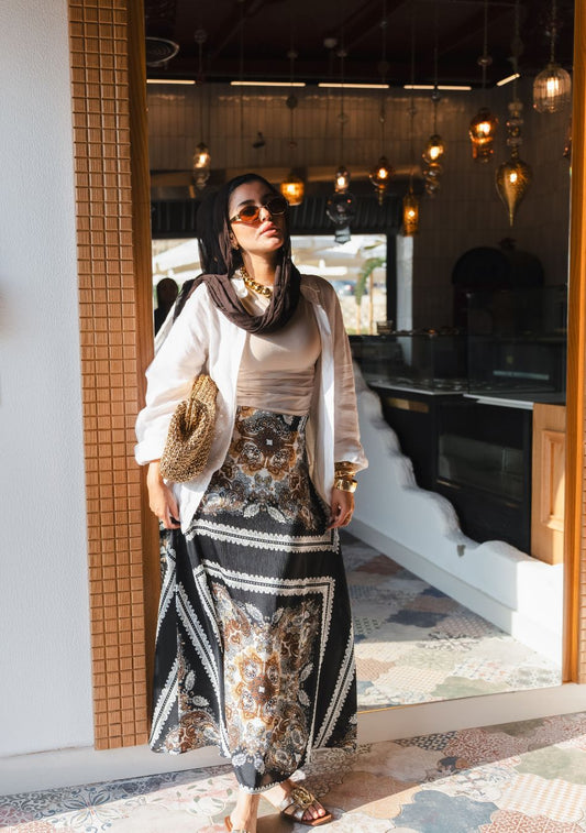 The Printed Satin Skirt