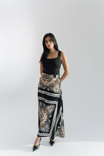 The Printed Satin Skirt