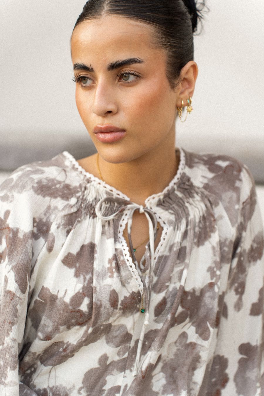 Tie-Neck Chiffon Blouse