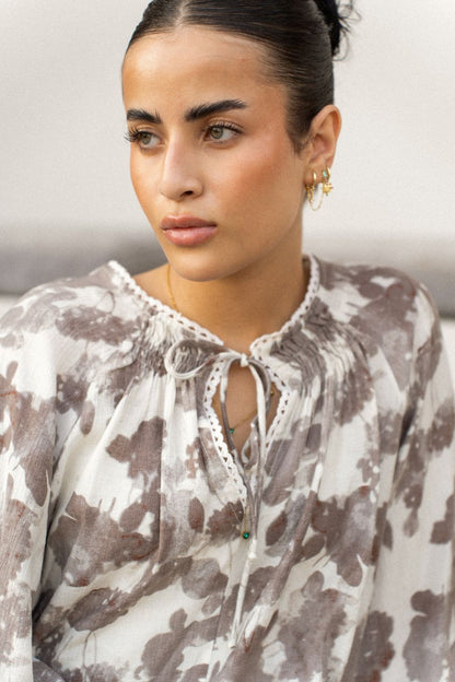 Tie-Neck Chiffon Blouse