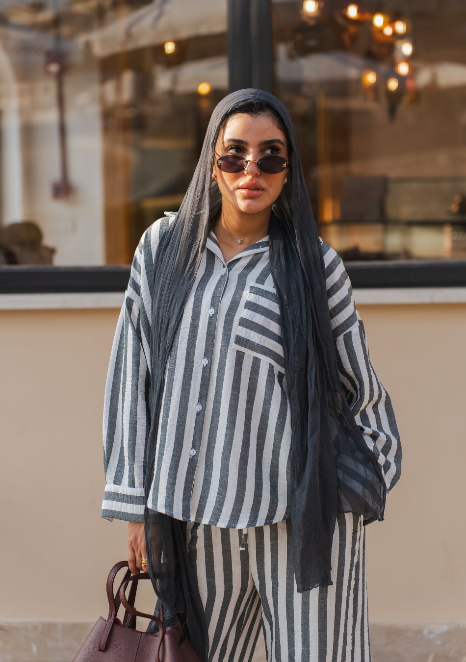 Striped Lounge Set Blouse