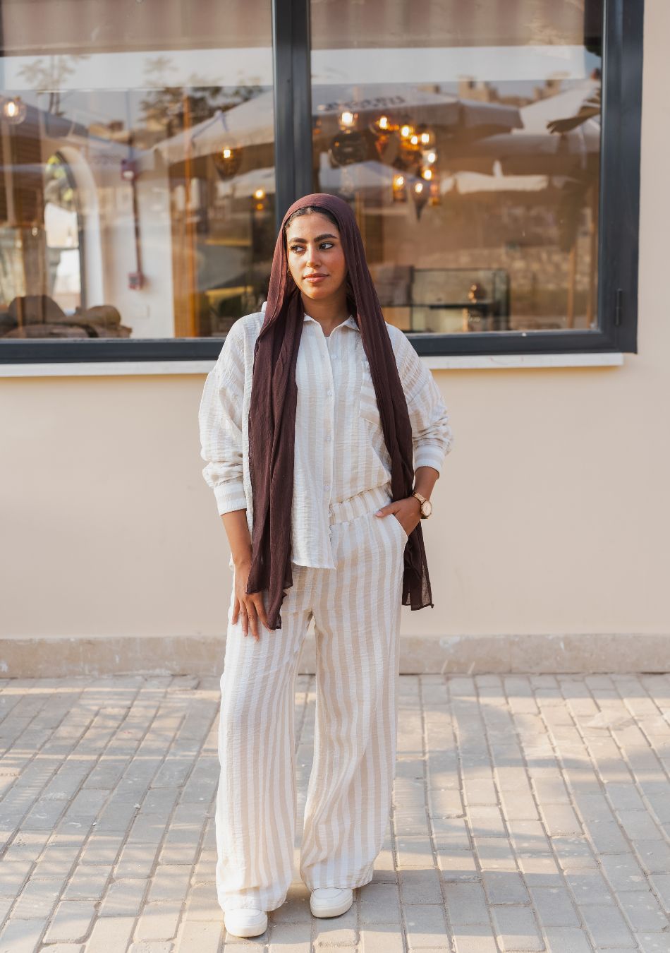 Striped Lounge Set Blouse