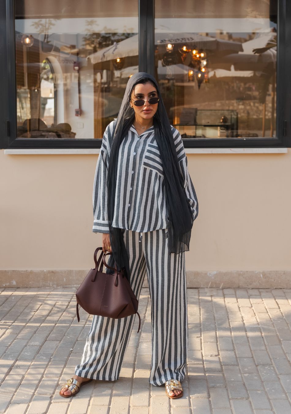 Striped Lounge Set Blouse