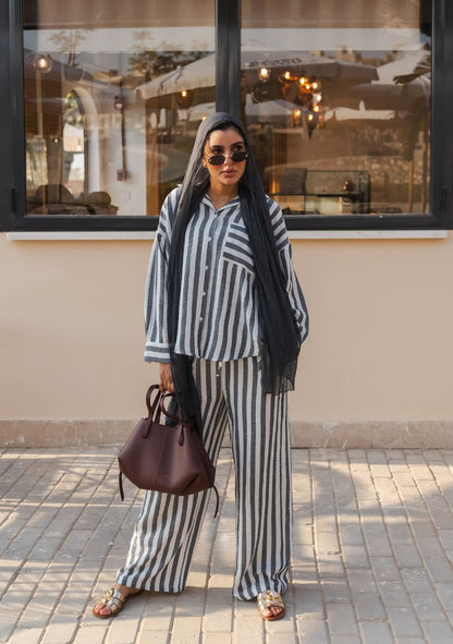 Striped Lounge Set Blouse