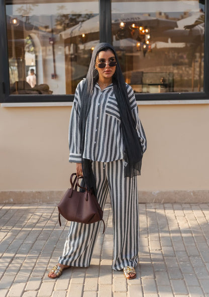 Striped Lounge Set Blouse