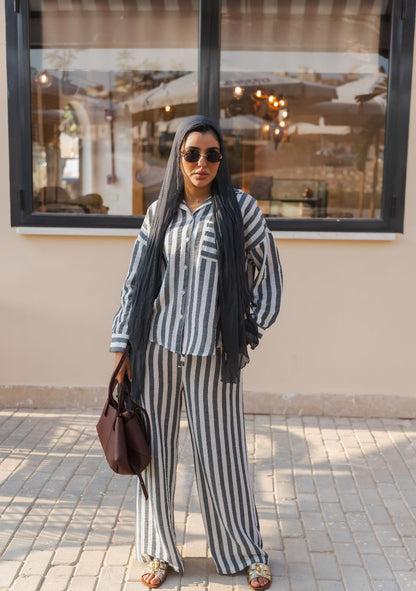 Striped Lounge Set Blouse