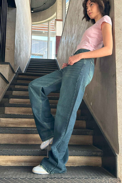 Baggy - Dark Vintage Blue Green Jeans.