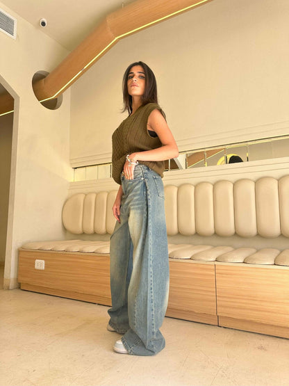 Sahara Vintage Blue Beige Tinted - Super Baggy jeans