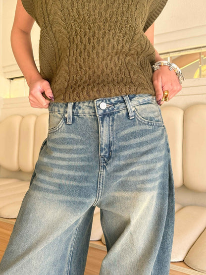 Sahara Vintage Blue Beige Tinted - Super Baggy jeans