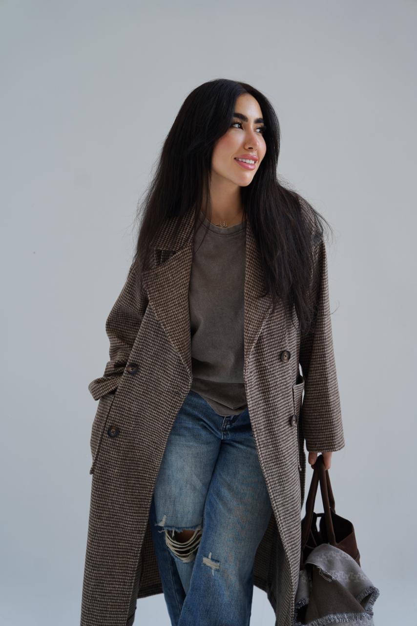 Checked Wool Coat